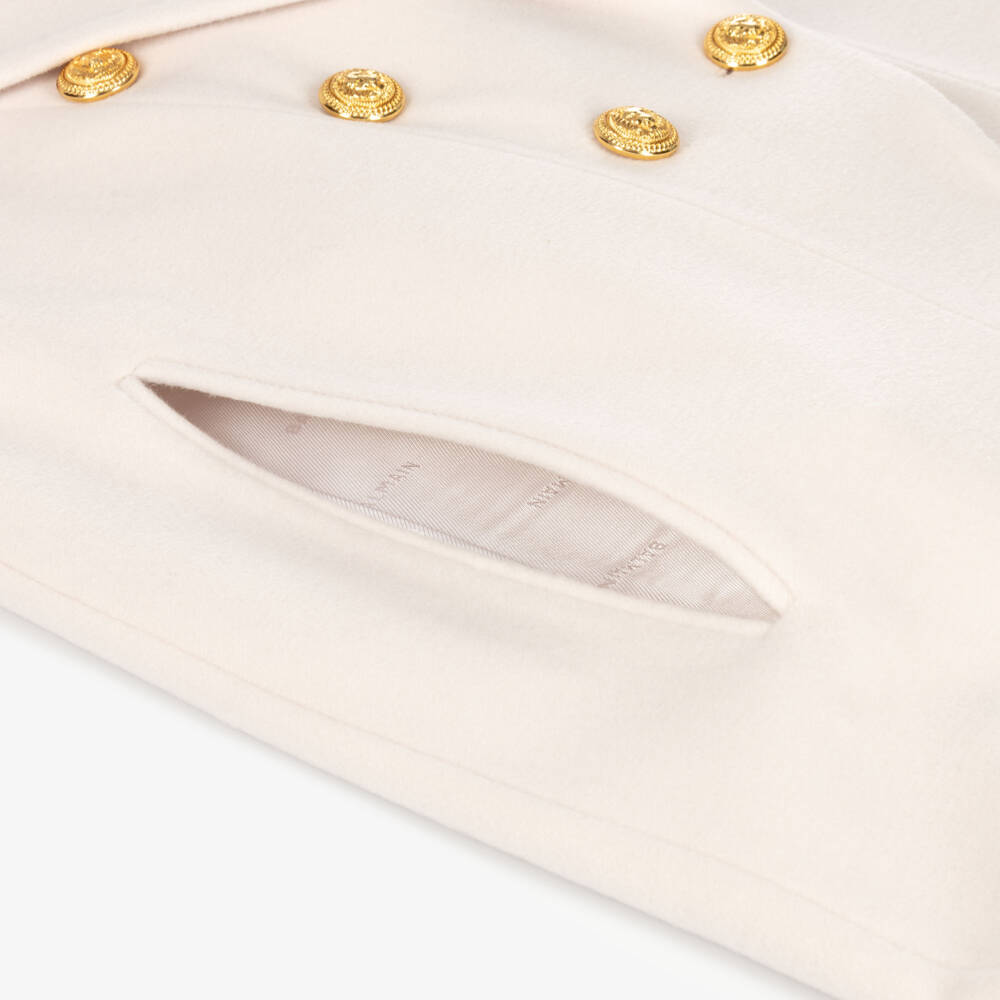 Balmain-Girls Wool & Cashmere Ivory Cape | Childrensalon Outlet