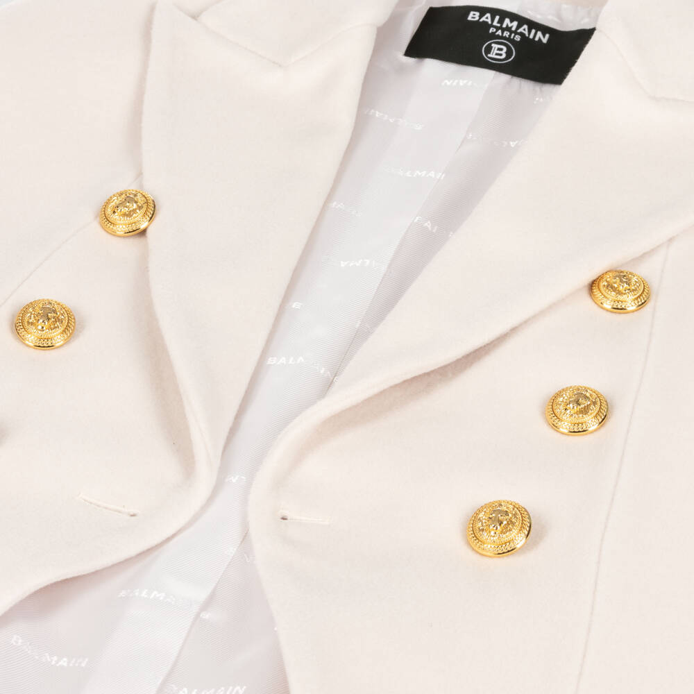 Balmain-Girls Wool & Cashmere Ivory Cape | Childrensalon Outlet