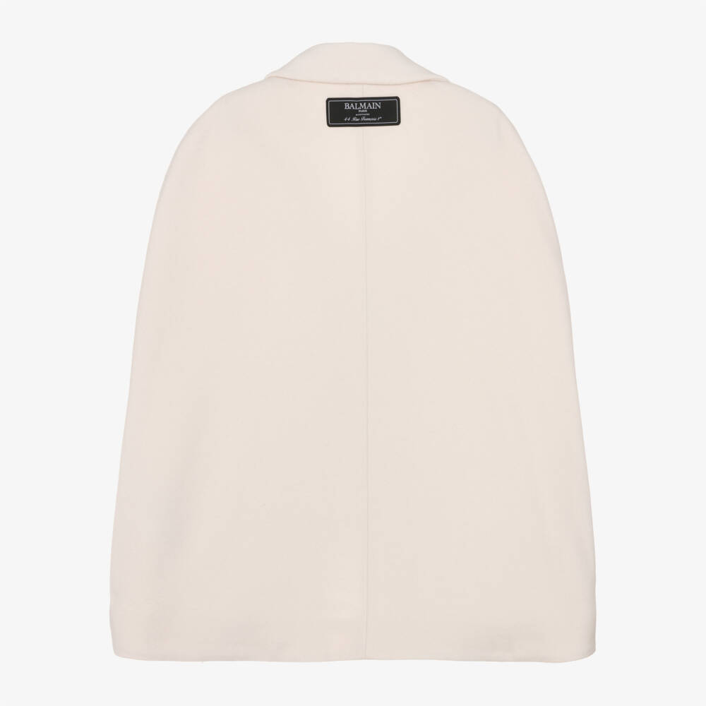 Balmain-Girls Wool & Cashmere Ivory Cape | Childrensalon Outlet