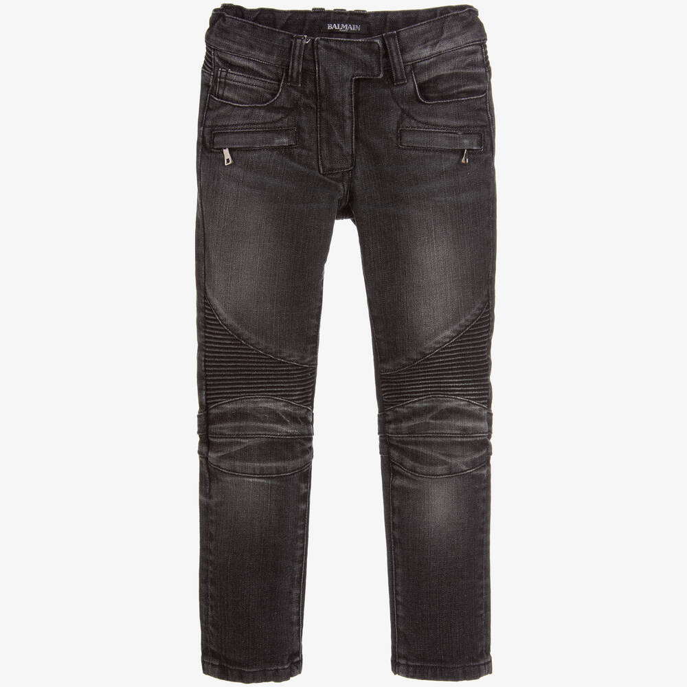 Balmain biker jeans grey on sale