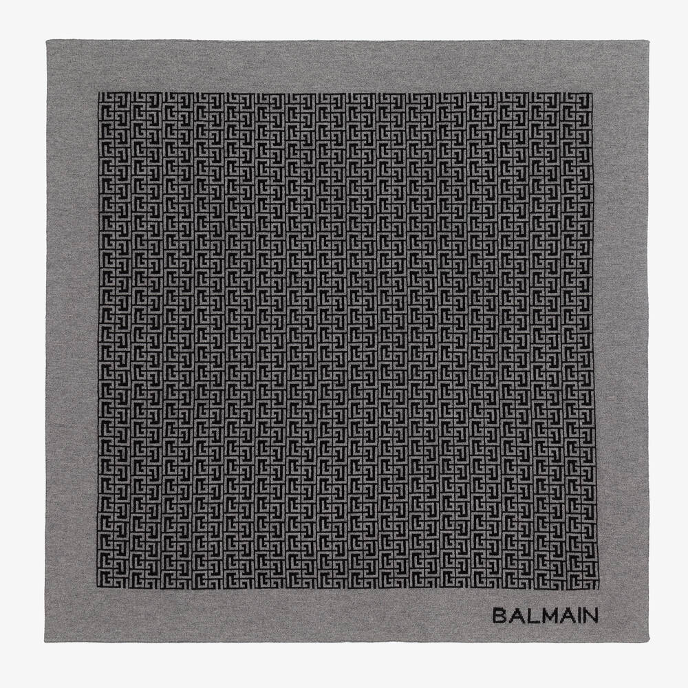 Balmain - Grey & Black Knitted Blanket (82cm) | Childrensalon