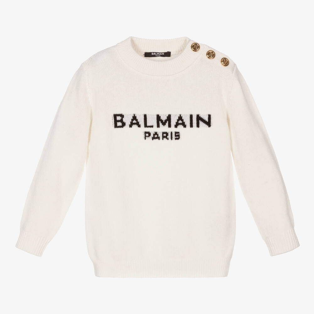 Balmain - Ivory Wool & Cashmere Jumper | Childrensalon Outlet