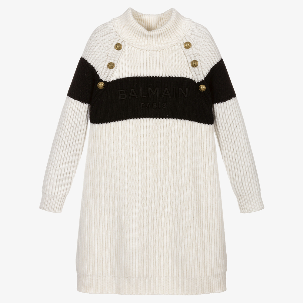 Balmain - Ivory Wool Sweater Dress | Childrensalon