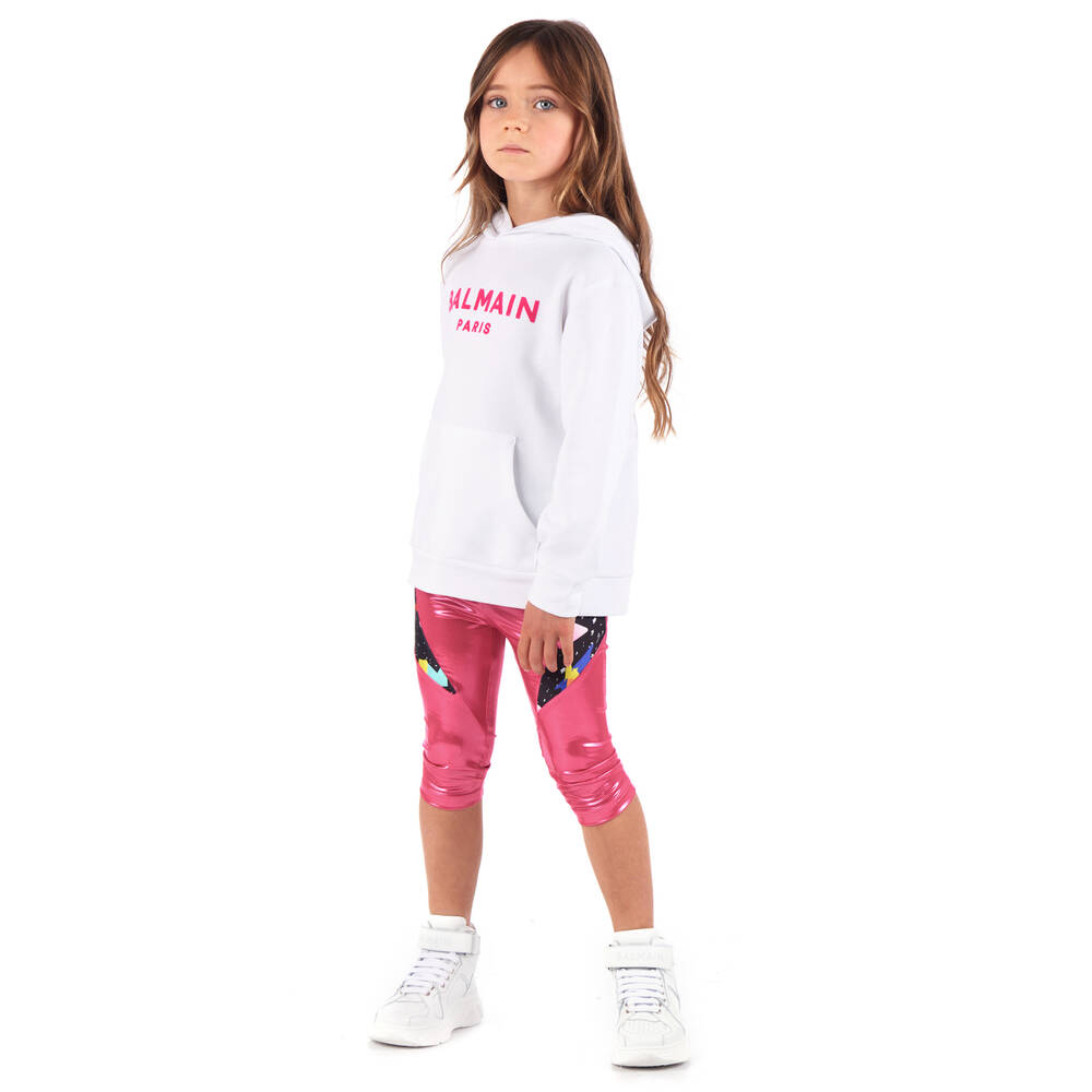 Balmain-Pink Graphic Cycling Shorts | Childrensalon Outlet