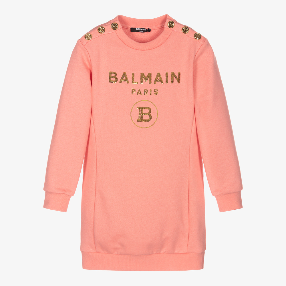 Balmain - Pink Logo Sweatshirt Dress | Childrensalon