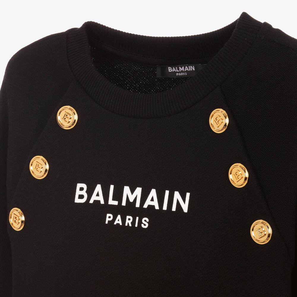 Balmain-Черное платье с пуговицами для подростков | Childrensalon Outlet