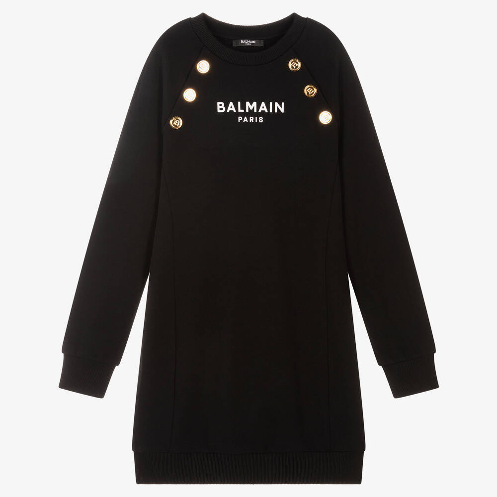 Balmain - Schwarzes Teen Kleid mit Knöpfen | Childrensalon