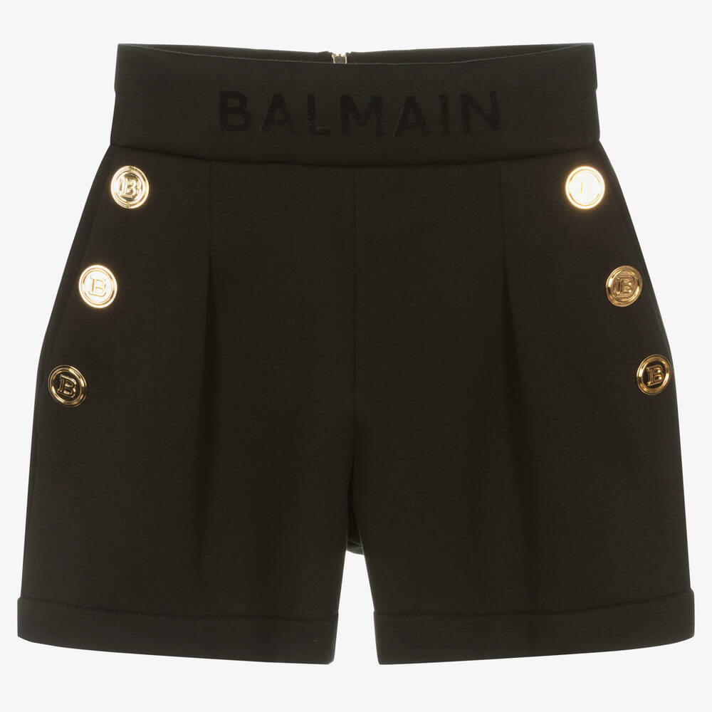 Balmain - شورت تينز بناتي قطن لون أسود  | Childrensalon