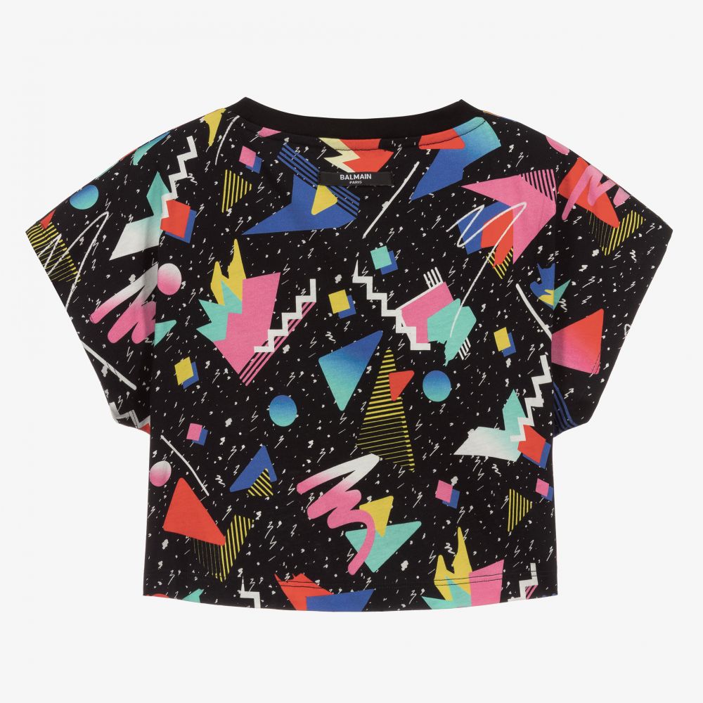 Balmain - Teen Black Cropped T-Shirt | Childrensalon Outlet