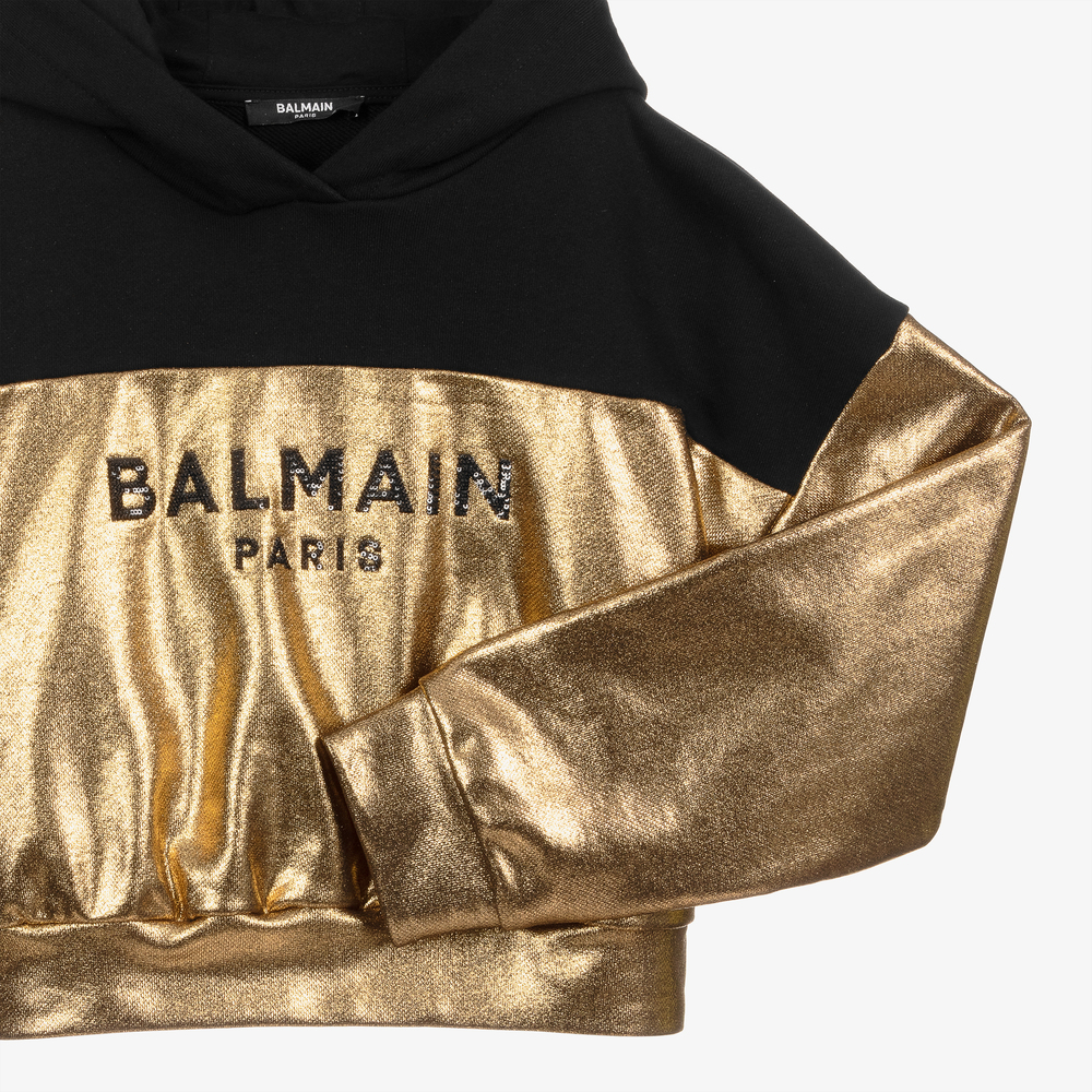 Balmain Teen Black Gold Hoodie