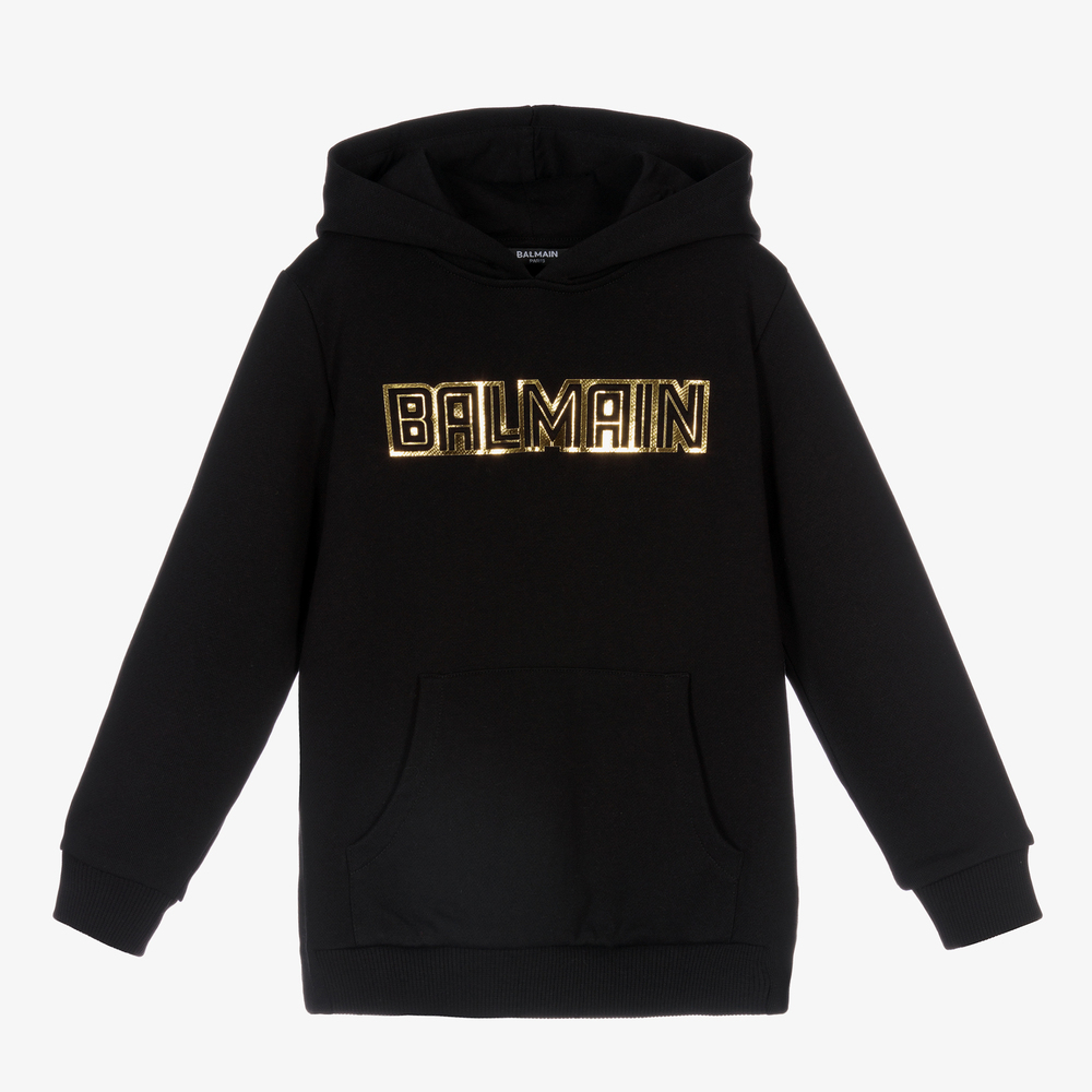 Balmain hoodie shop black and gold