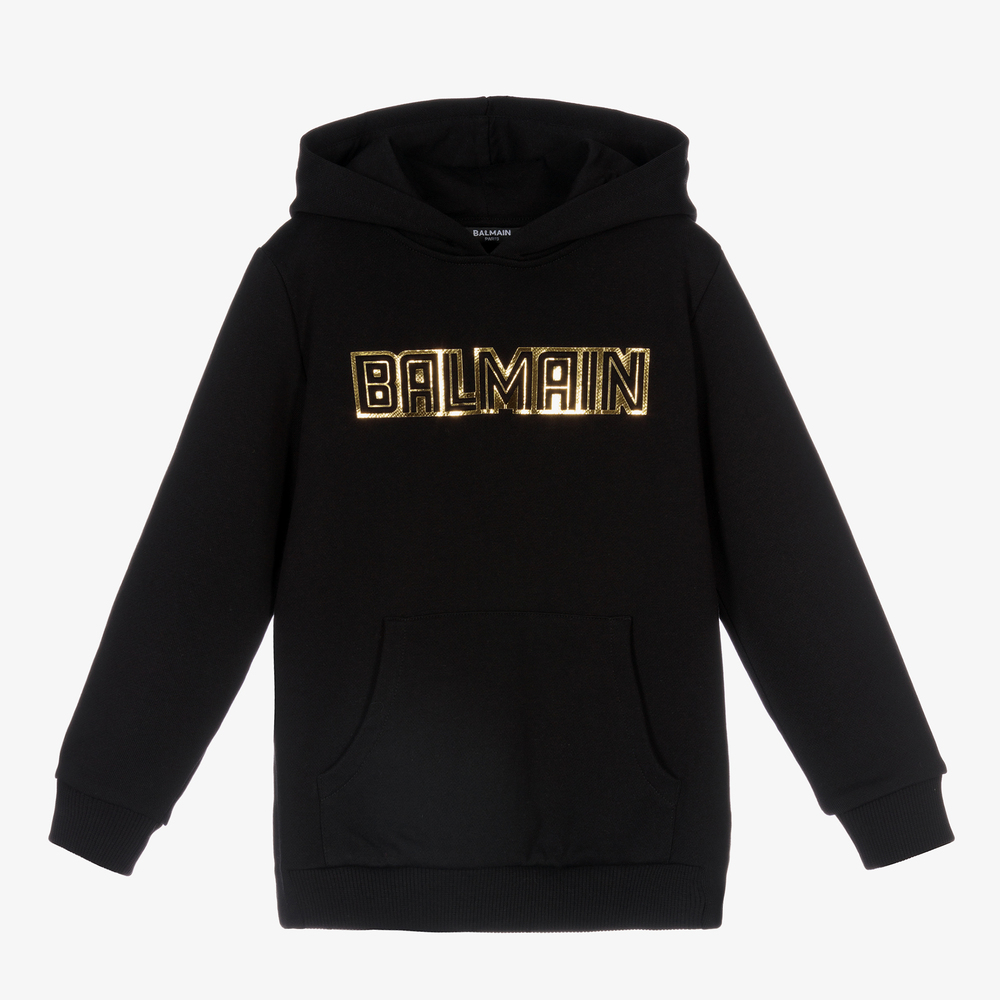 Balmain - Teen Black & Gold Logo Hoodie | Childrensalon