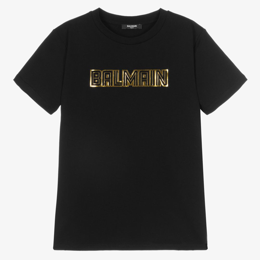 Balmain - Черно-золотистая футболка для подростков | Childrensalon
