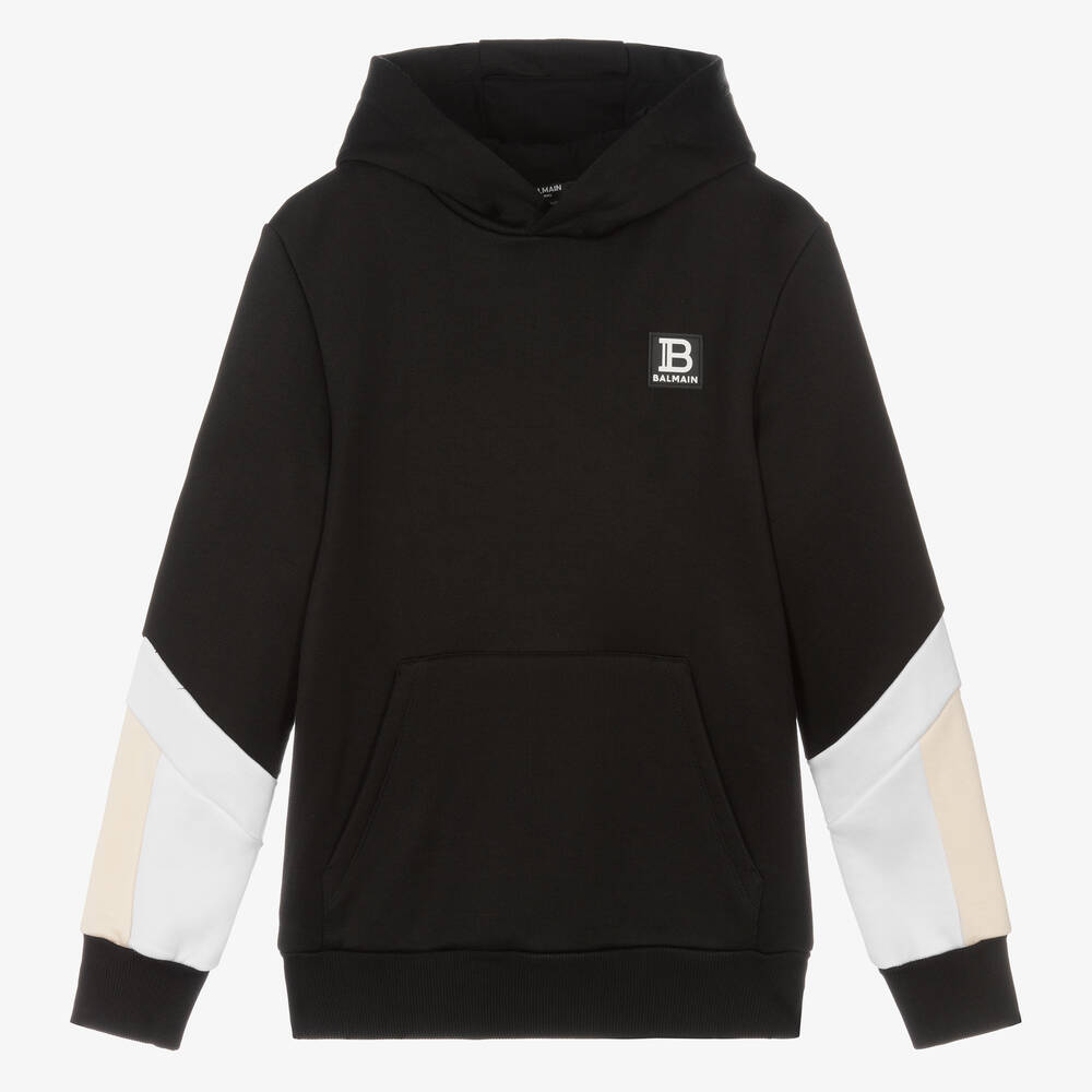 Balmain - Teen Black Jersey Logo Hoodie | Childrensalon