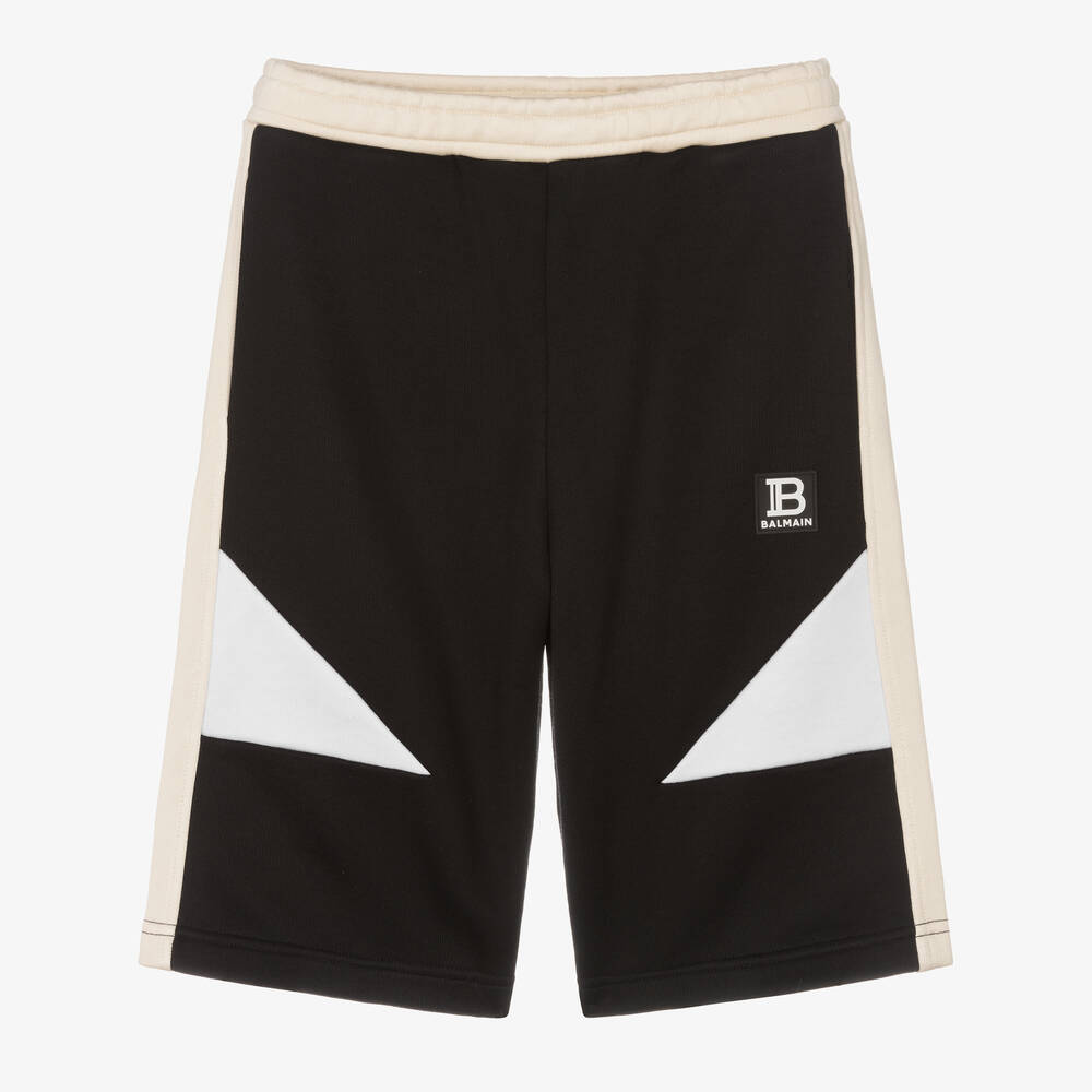 Balmain - Teen Black Jersey Logo Shorts | Childrensalon