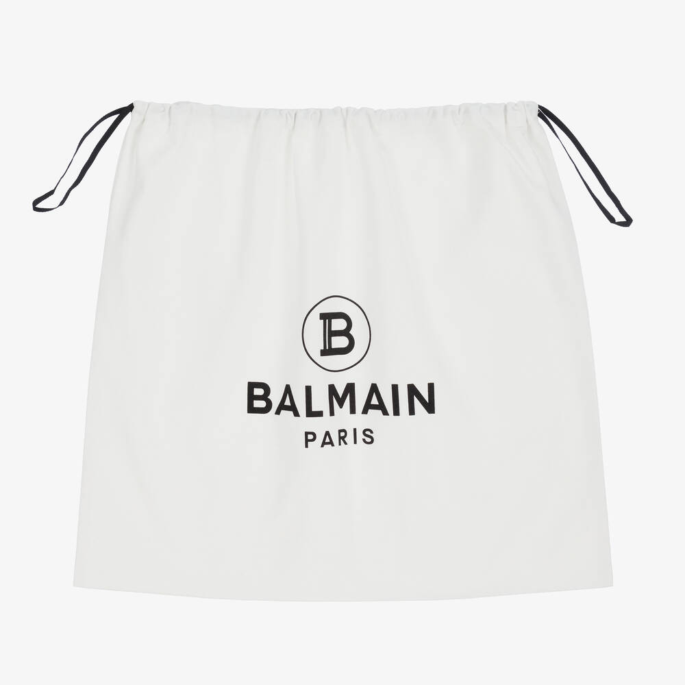 Balmain-Teen Black Leather Logo Boots | Childrensalon Outlet