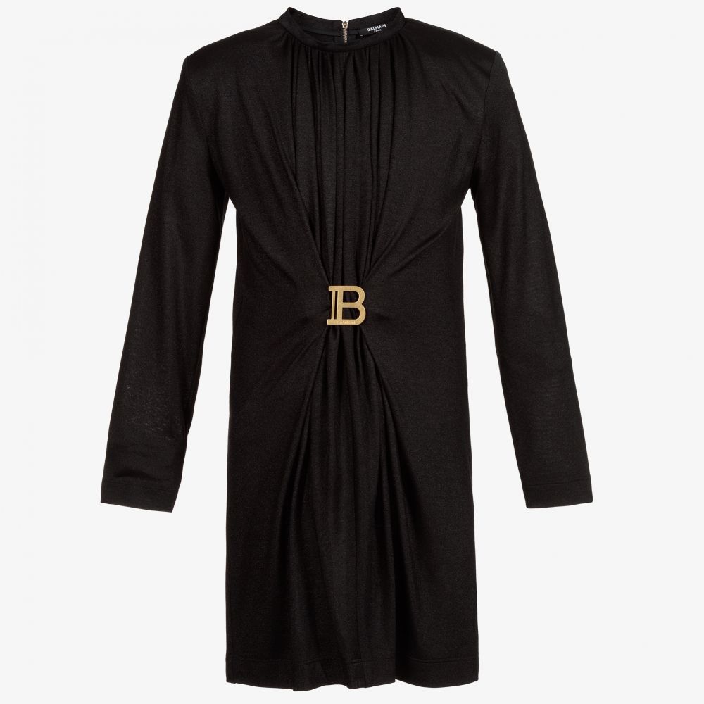 Balmain - Черное платье с пряжкой для подростков | Childrensalon