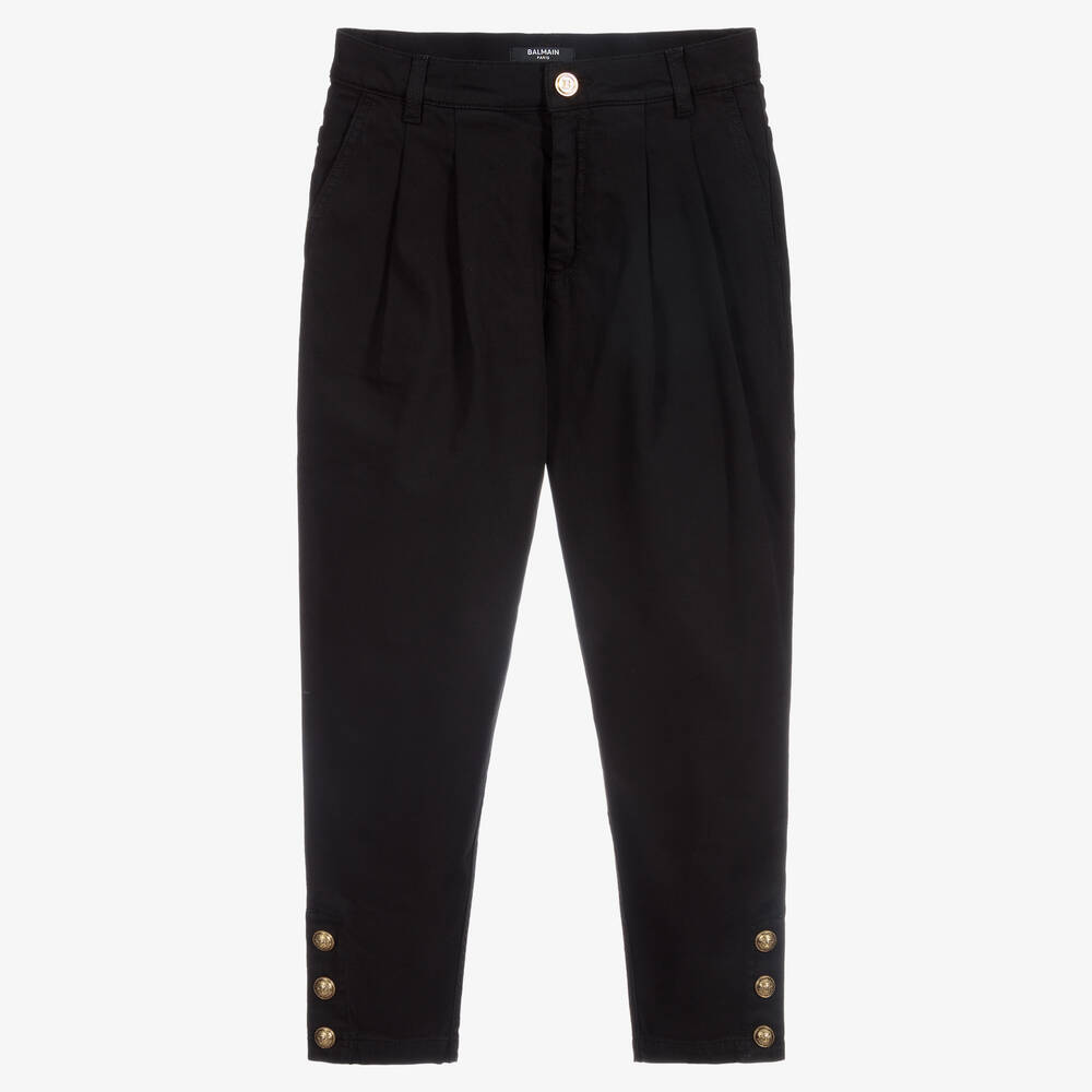 Balmain-Teen Black Logo Denim Trousers | Childrensalon Outlet