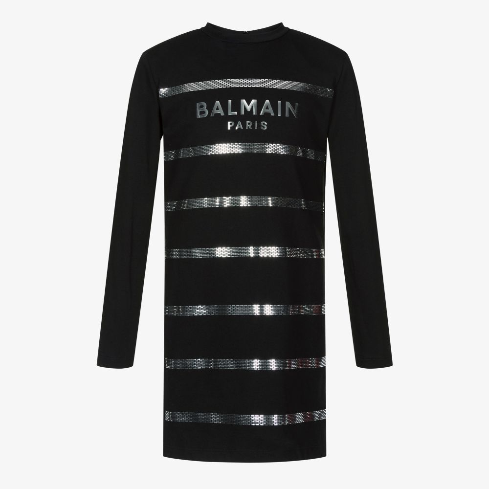 Balmain - فستان تينز قطن لون أسود | Childrensalon