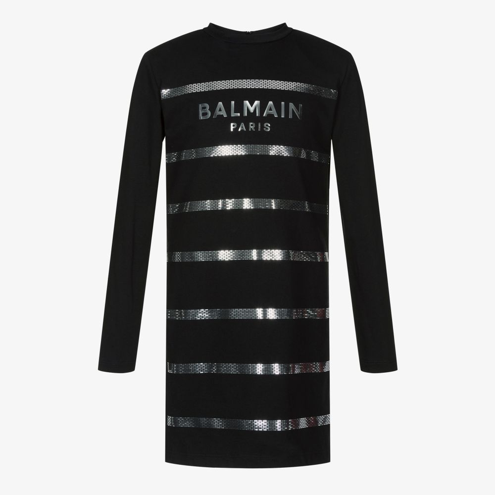 Balmain-Teen Black Logo Dress | Childrensalon Outlet