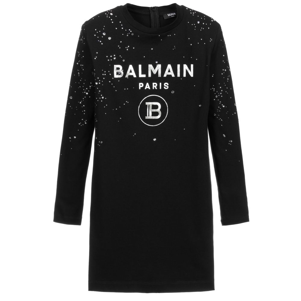 Balmain - Teen Black Logo Jersey Dress | Childrensalon