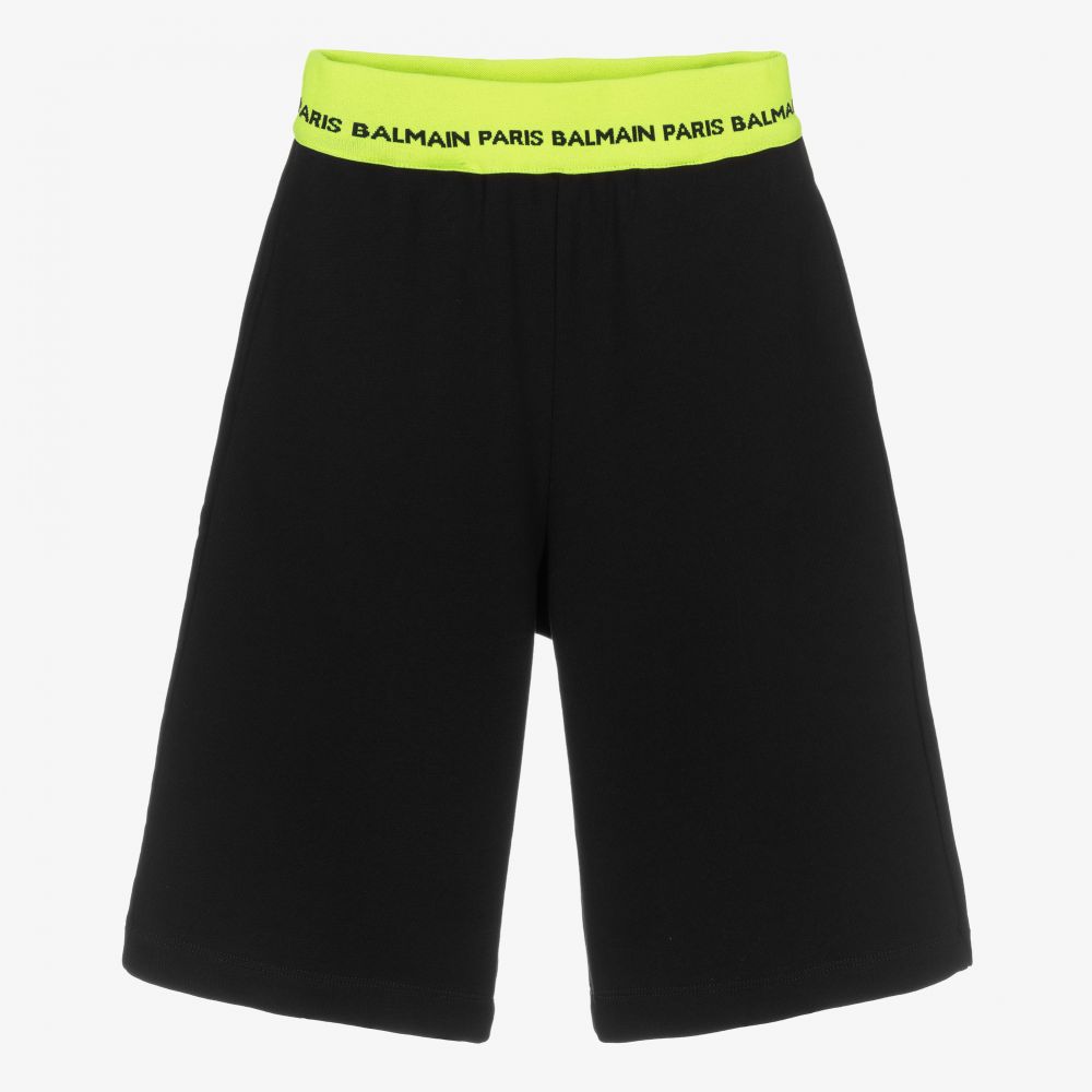 Balmain-Teen Black Logo Tape Shorts | Childrensalon Outlet