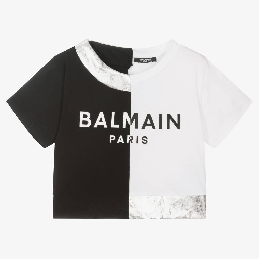 Balmain - Teen Black & White Cropped Top | Childrensalon