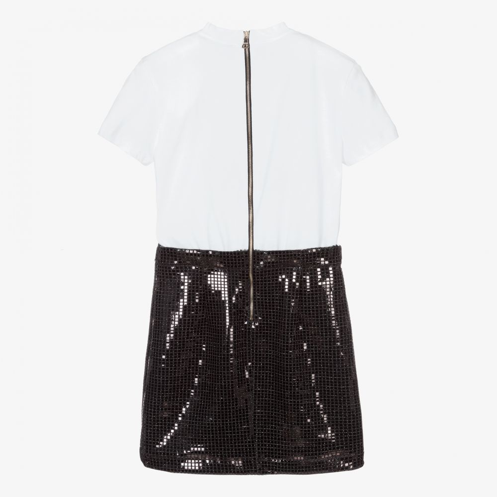 Balmain-Teen Black & White Logo Dress | Childrensalon Outlet