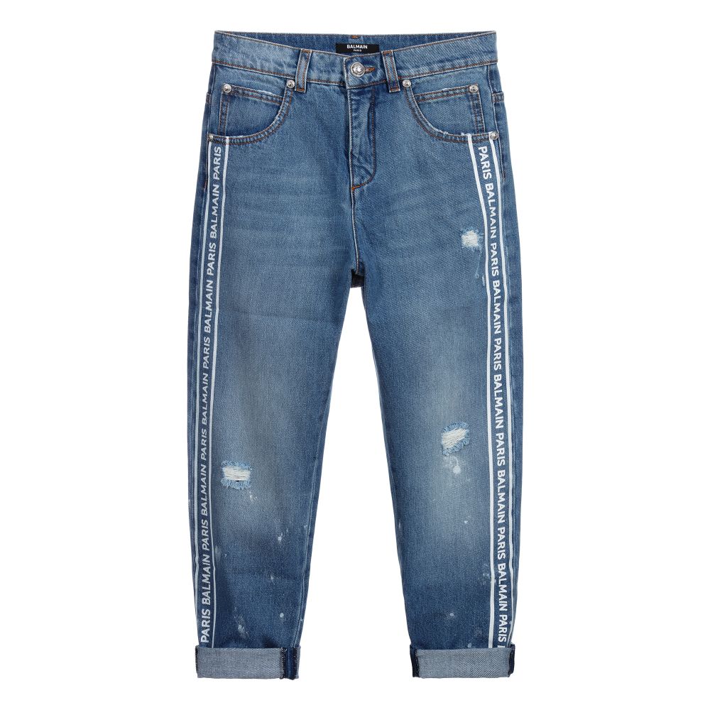 Balmain - Teen Blue Logo Denim Jeans | Childrensalon