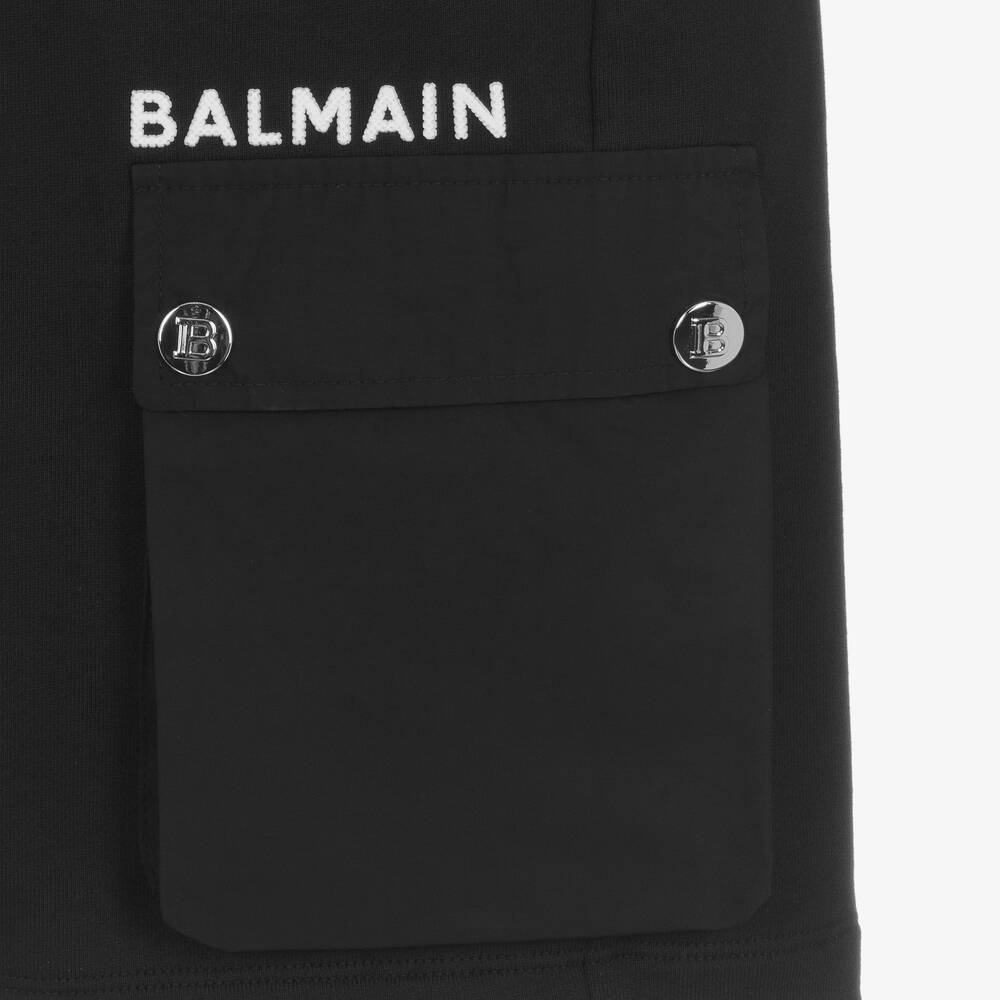 Balmain-شورت تينز ولادي قطن لون أسود | Childrensalon Outlet