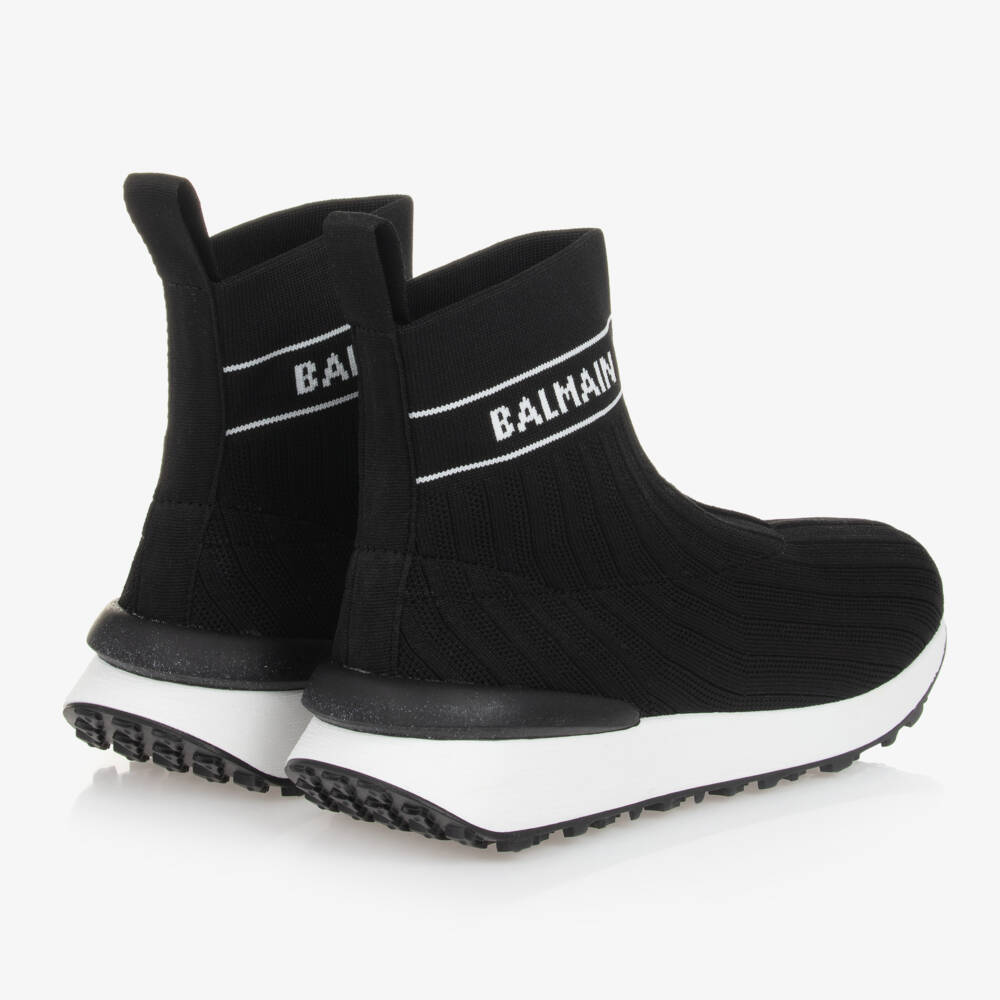 Balmain-Teen Boys Black Knit High-Tops | Childrensalon Outlet
