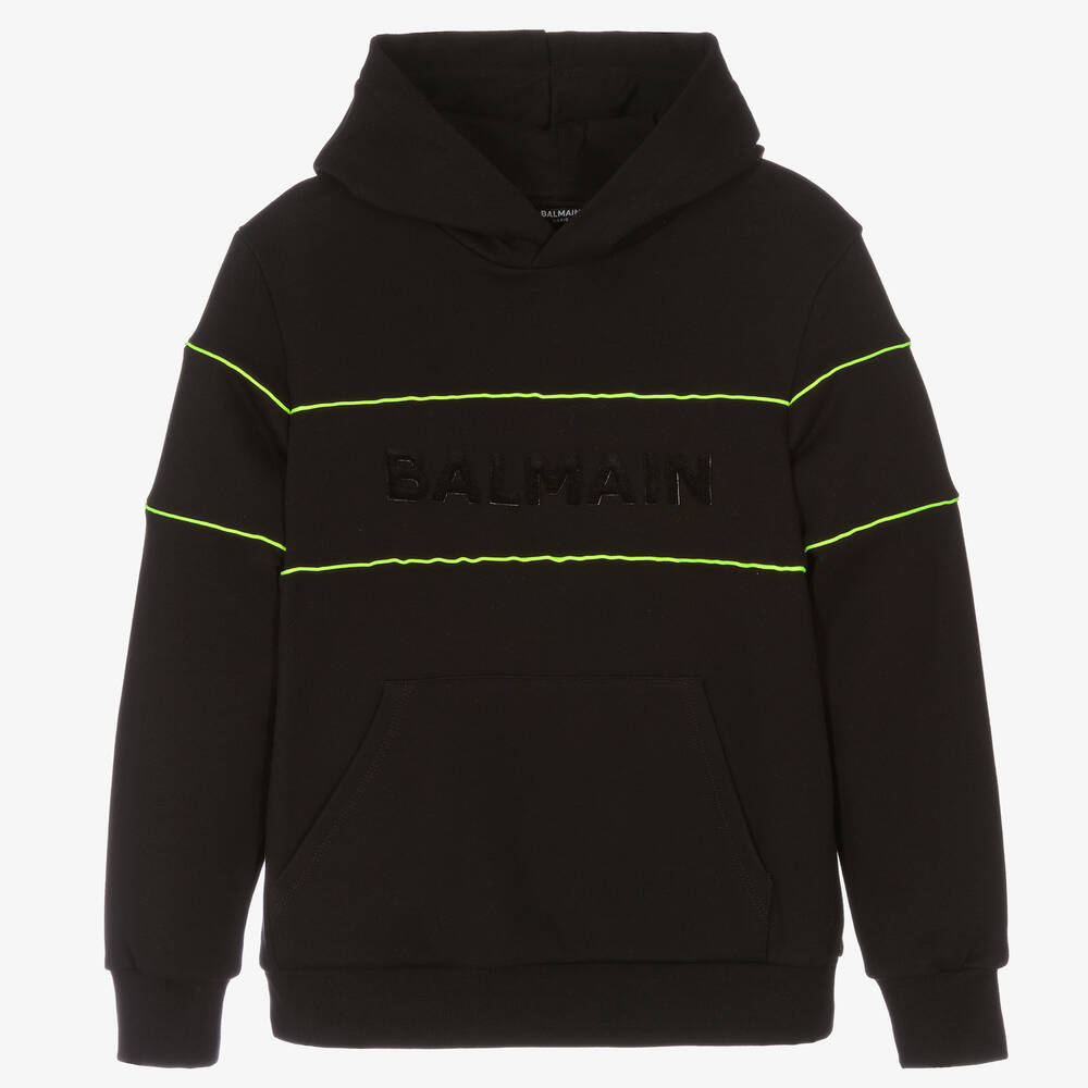 Balmain-Teen Boys Black Logo Hoodie | Childrensalon Outlet
