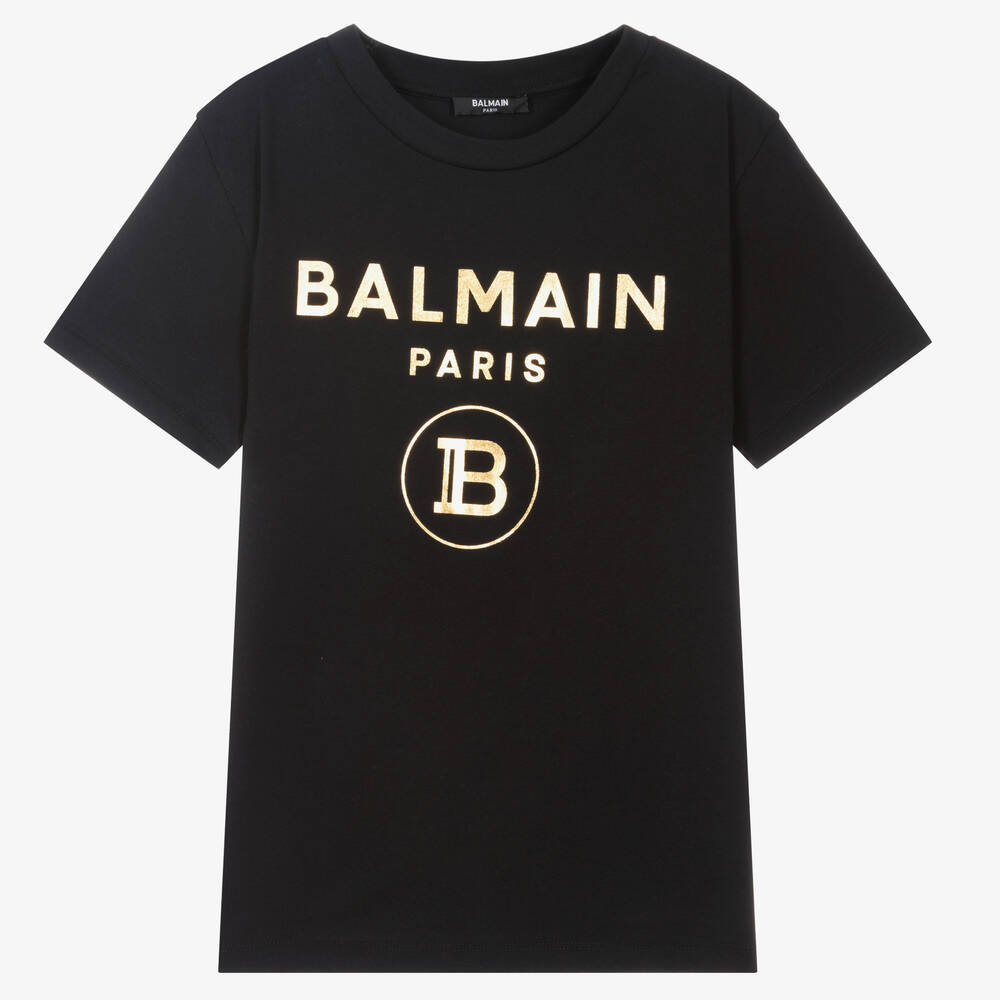 Balmain - Черная футболка для мальчиков-подростков | Childrensalon
