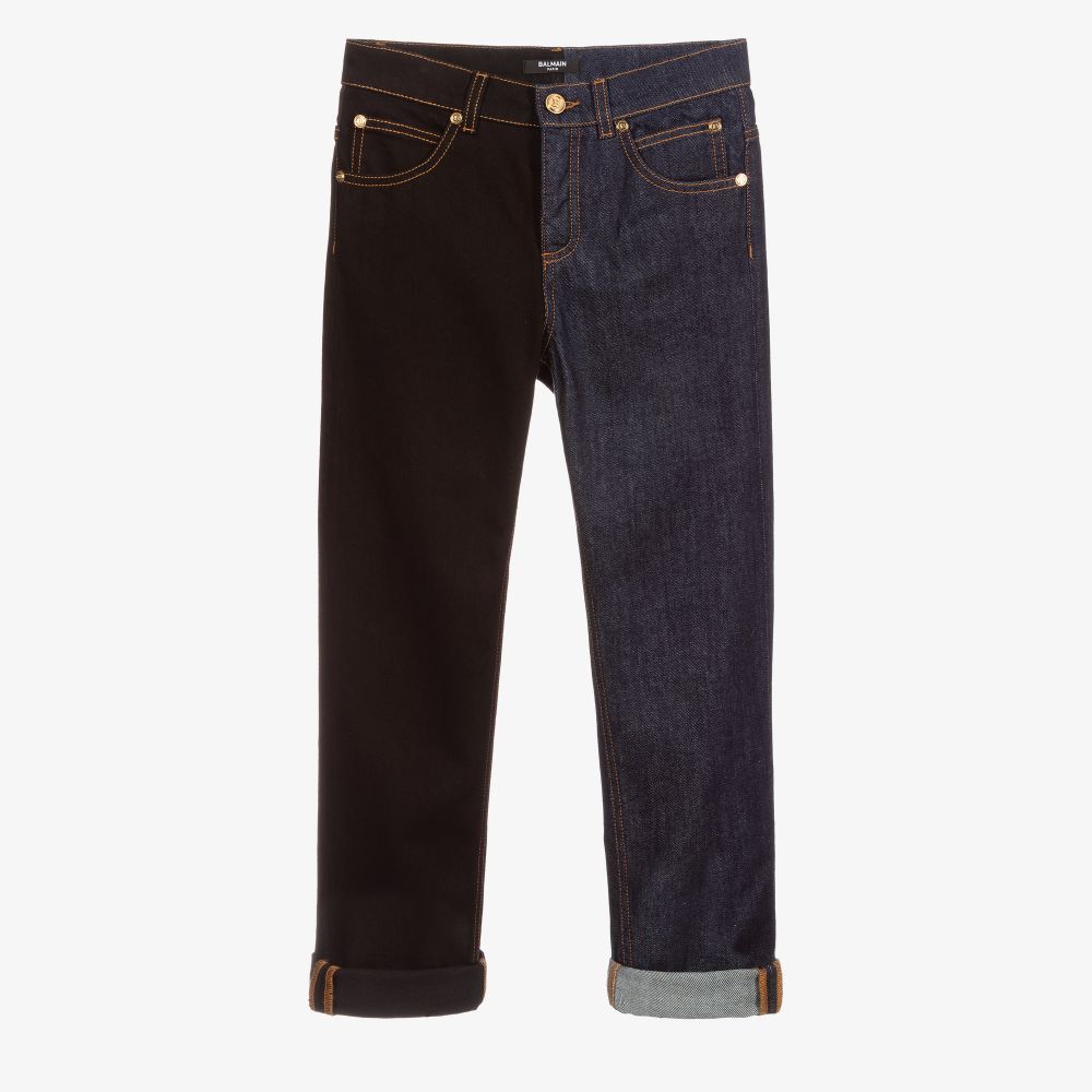 Balmain - Vaqueros azules y negros para adolescente niño | Childrensalon  Outlet