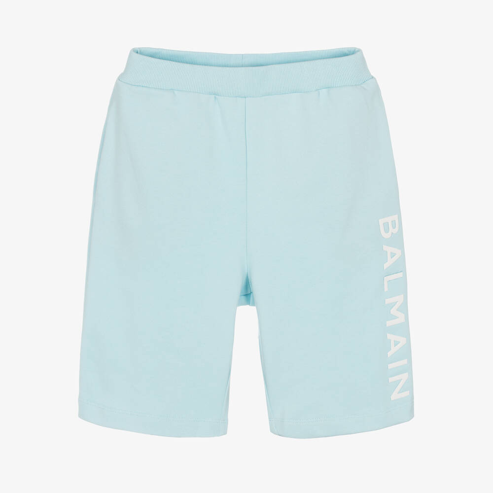 Balmain - Teen Boys Blue Cotton Jersey Shorts | Childrensalon