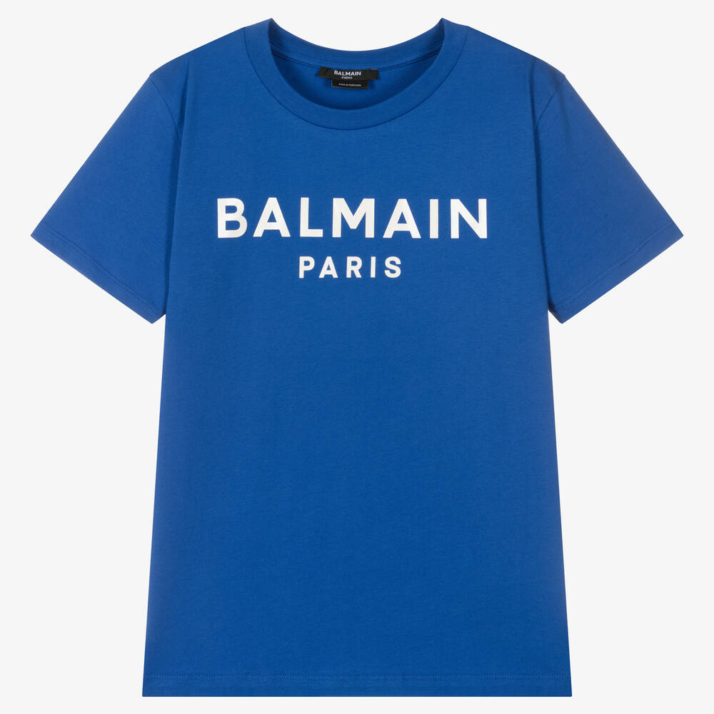 Balmain - Blaues Teen T-Shirt mit Paris-Print | Childrensalon