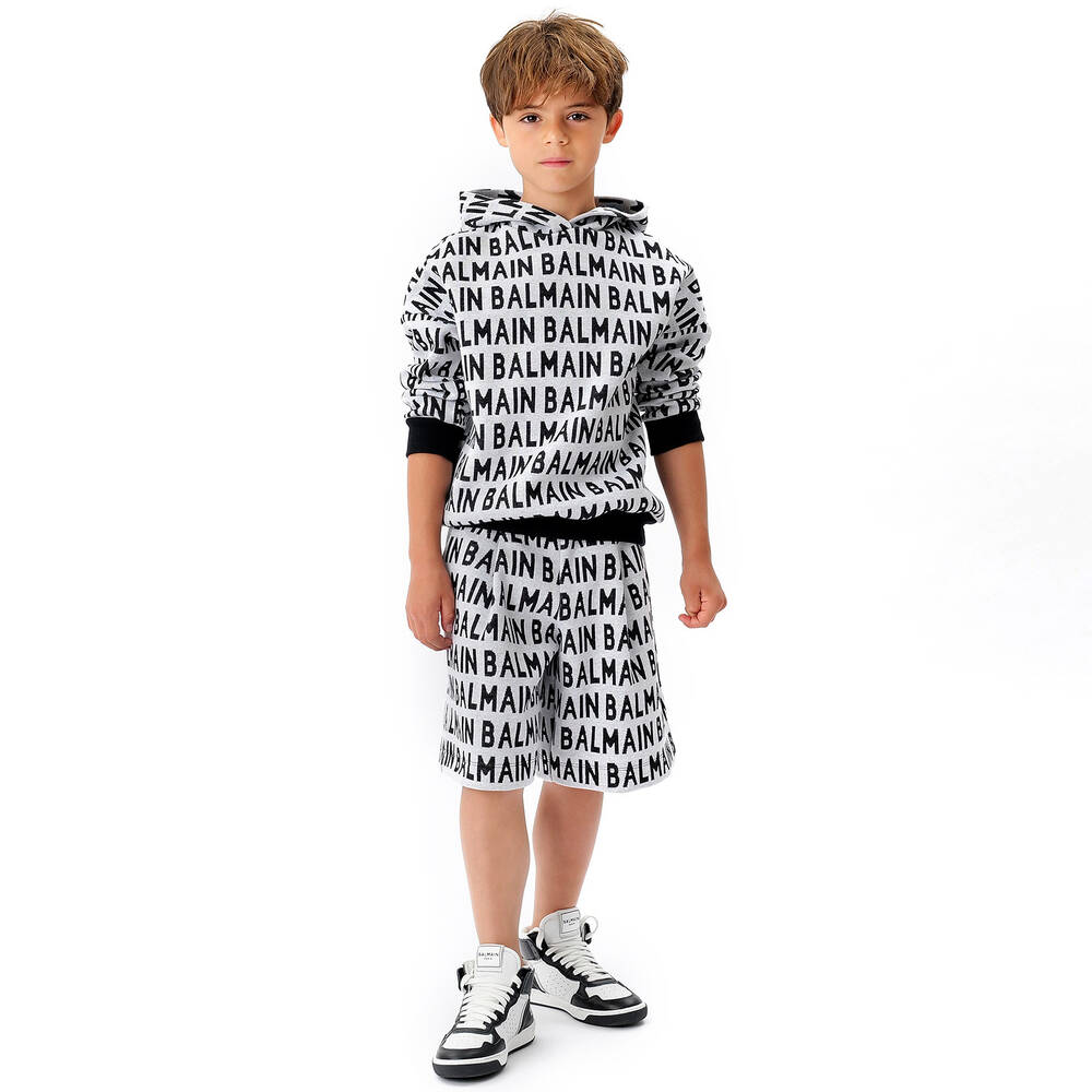 Balmain-Teen Boys Grey Cotton Shorts | Childrensalon Outlet