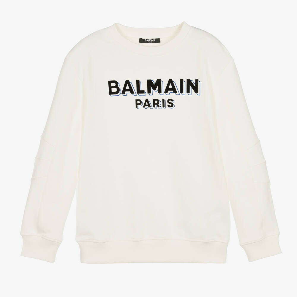Balmain - Teen Boys Ivory Cotton Sweatshirt | Childrensalon