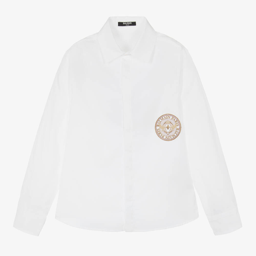 Balmain - Белая хлопковая рубашка | Childrensalon