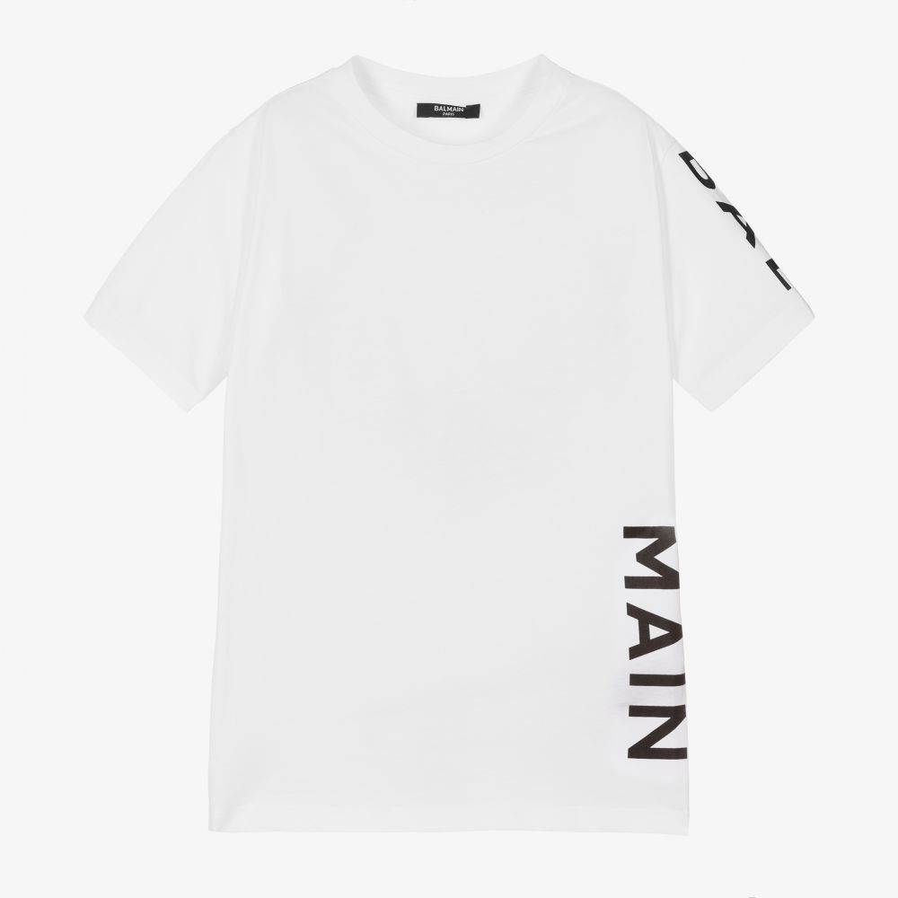 Balmain - T-shirt blanc en coton Ado garçon | Childrensalon