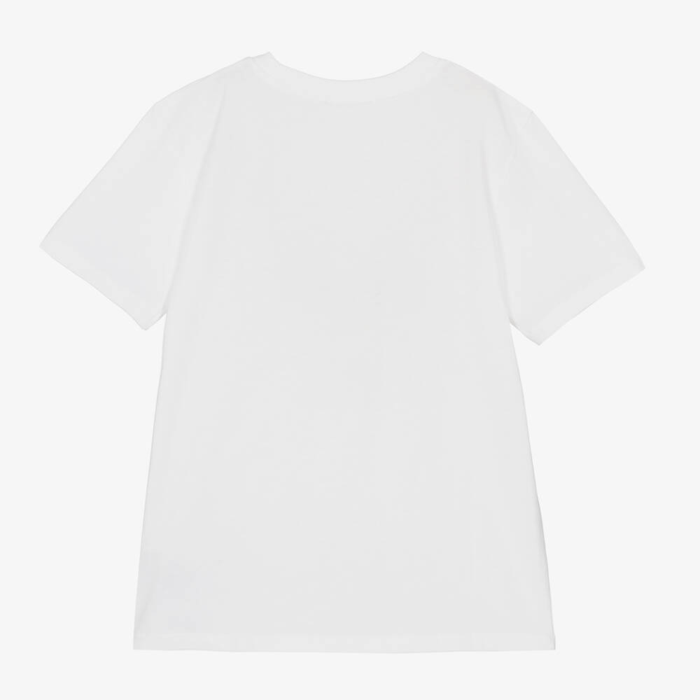 Balmain-Teen Boys White Cotton T-Shirt | Childrensalon Outlet
