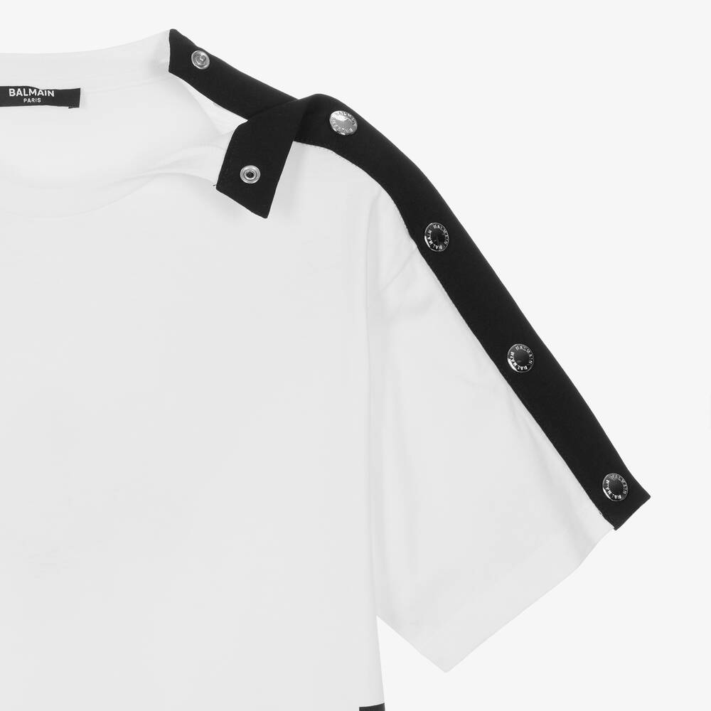 Balmain-Teen Boys White Logo T-Shirt | Childrensalon Outlet