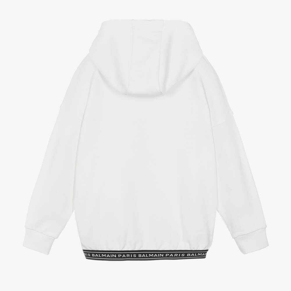 Balmain - Teen Boys White Logo Zip-Up Top | Childrensalon Outlet Balmain - Teen Boys White Logo Zip-Up Top | Childrensalon Outlet