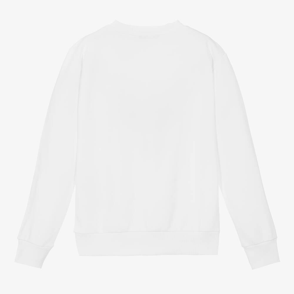 Balmain-سويتشيرت قطن جيرسي لون أبيض للمراهقين | Childrensalon Outlet