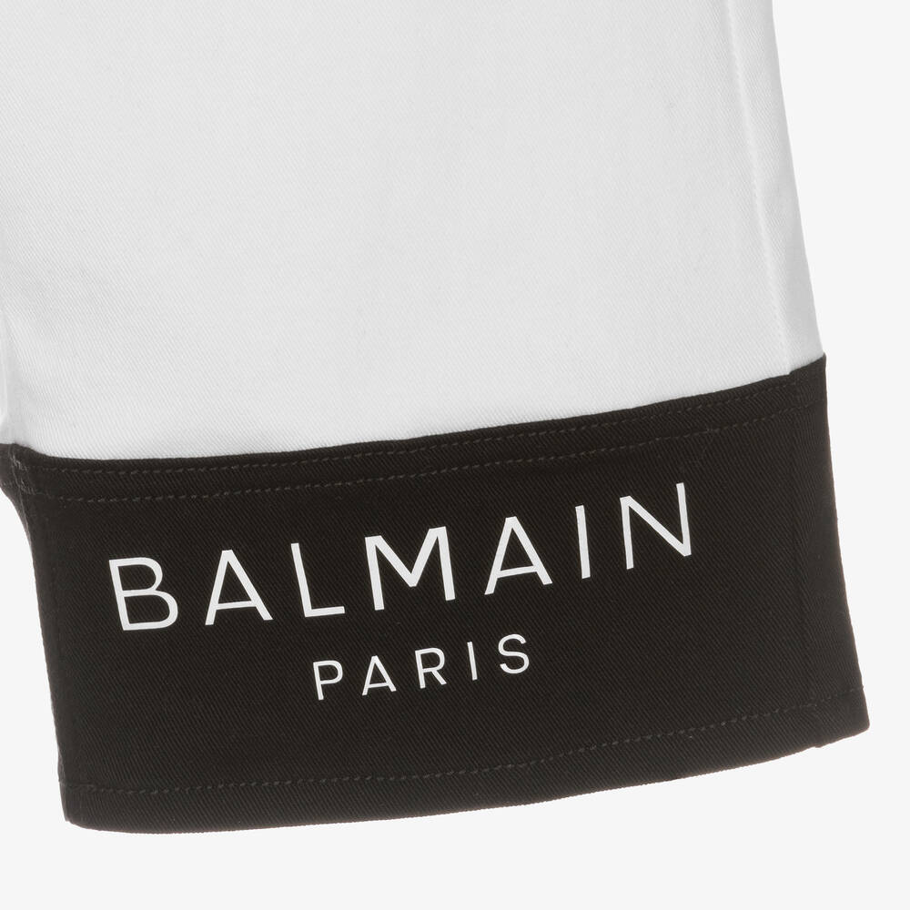 Balmain DF0TL155CF480FK 関税送料込 Balmain - Teen Boys White Stretch Denim Shorts