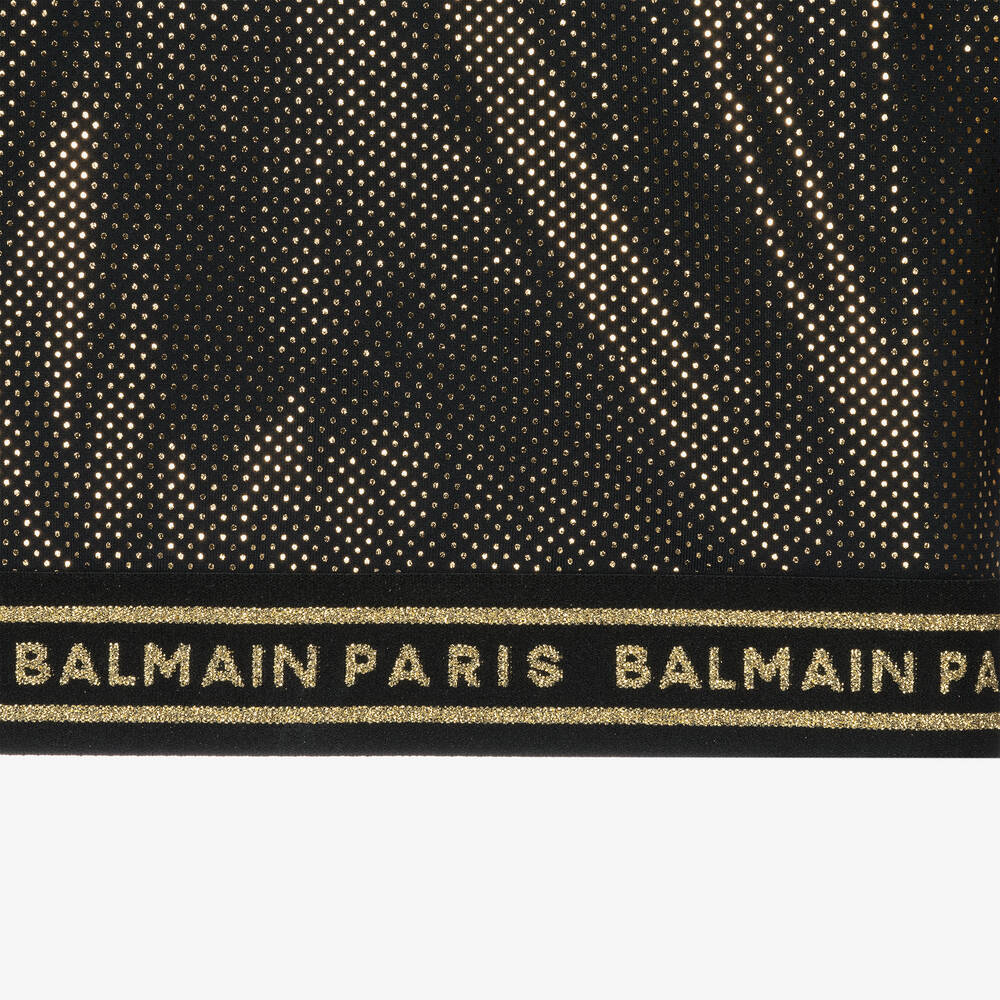 Balmain-Черно-золотистый кроп-топ с блестками | Childrensalon Outlet