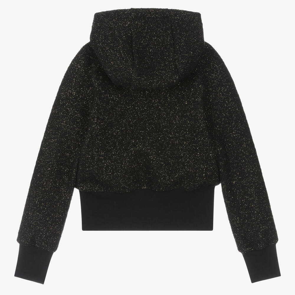 Balmain-Teen Girls Black & Gold Wool Hoodie | Childrensalon Outlet