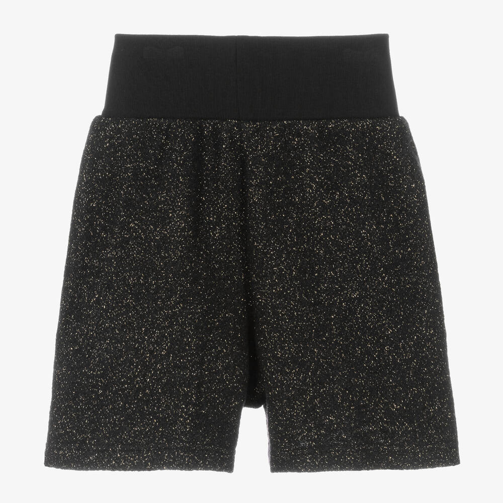 Balmain-Teen Girls Black & Gold Wool Shorts | Childrensalon Outlet