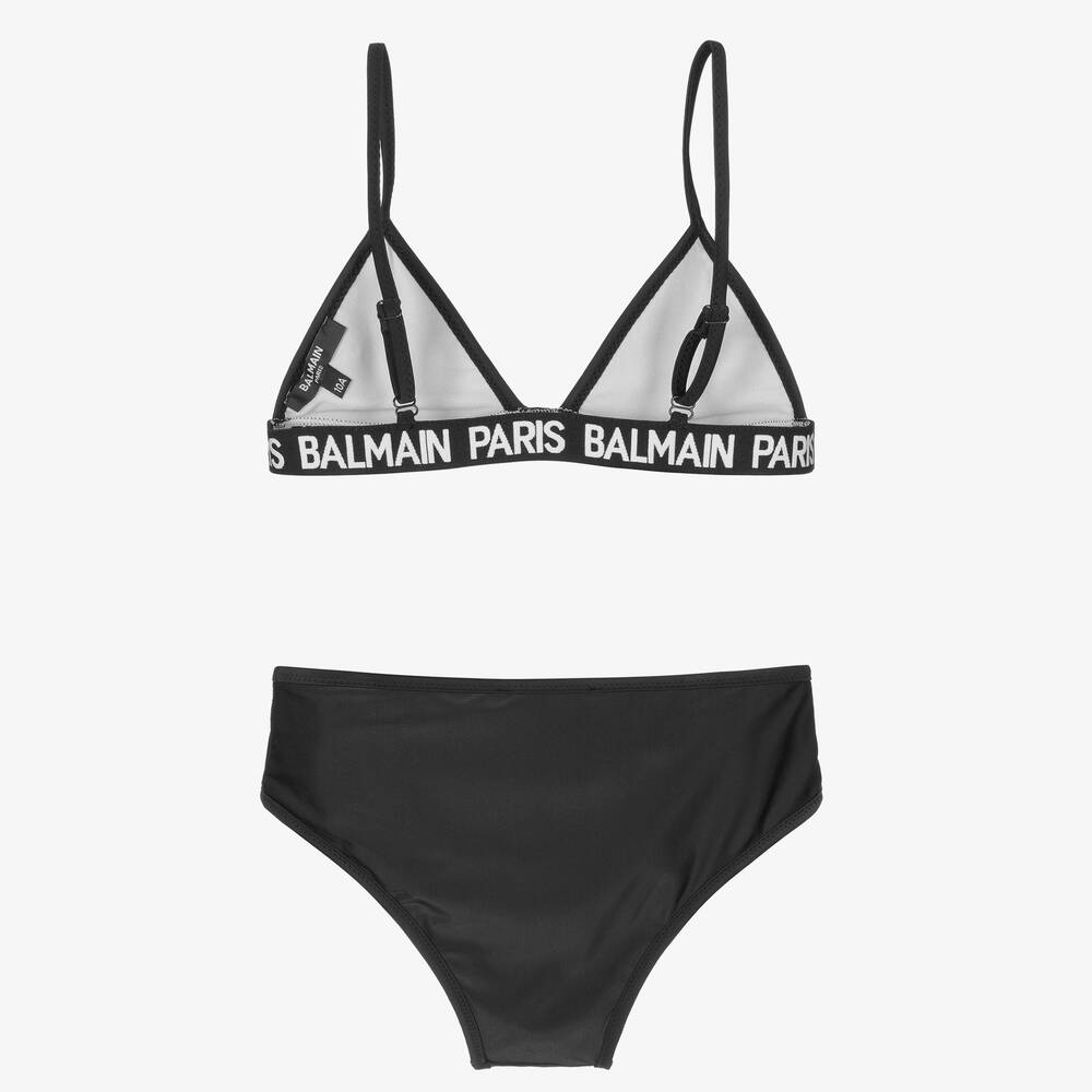 BALMAIN 関税送料込 ブラック ロゴデザイン ビキニ Balmain logo-print Bikini Set | Black | FARFETCH