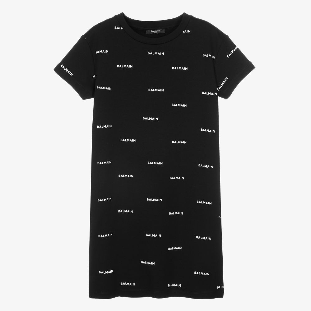 Balmain-Teen Girls Black Logo Dress | Childrensalon Outlet